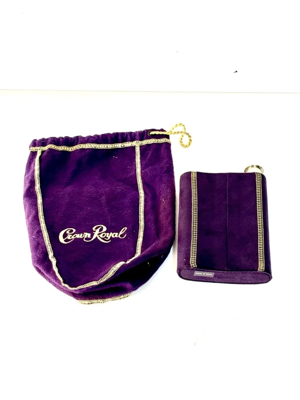 Crown Royal Purple Velvet Flask and Bag